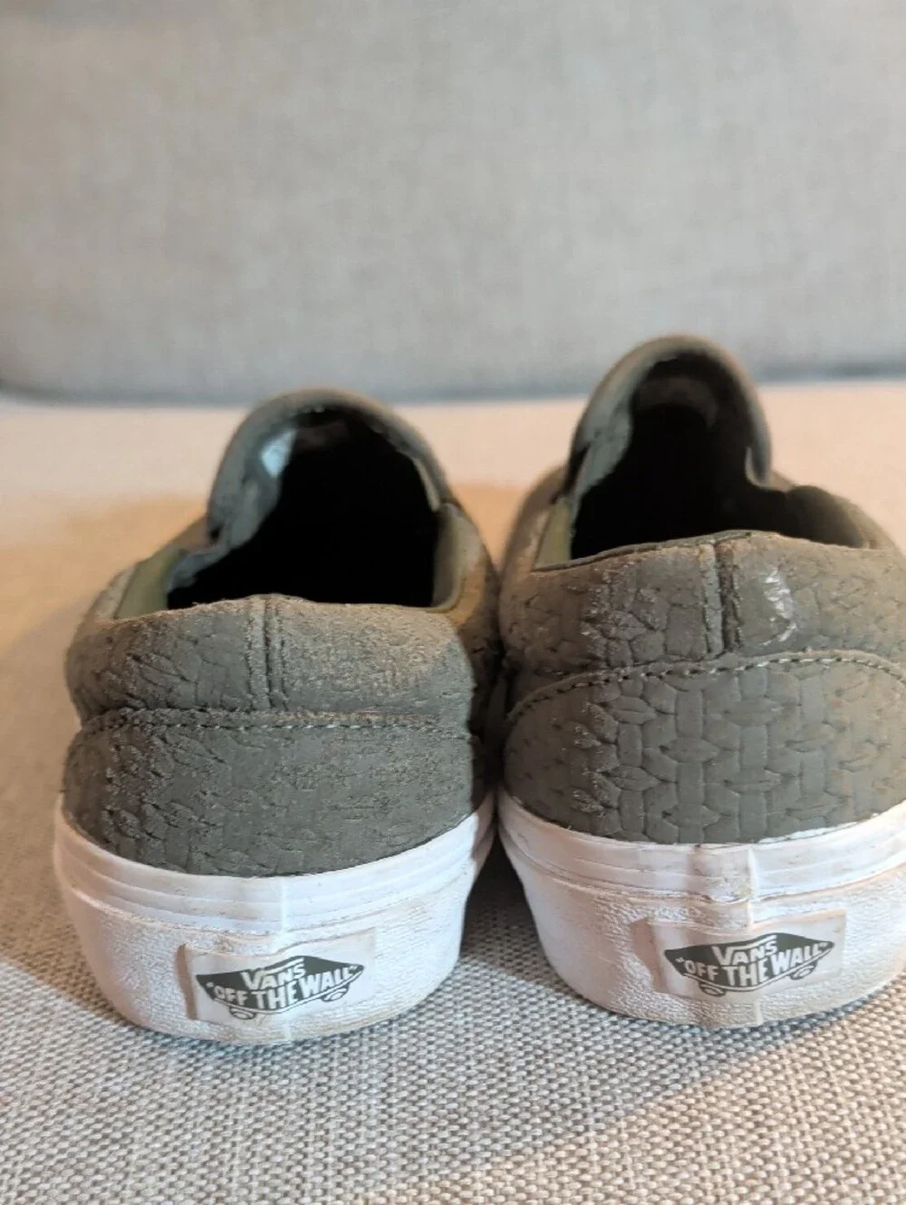Vans Slip-On Woven Olive Green & White Casual Sneakers
